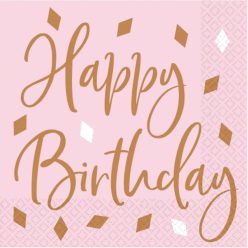 Happy Birthday Rose Gold szalvéta