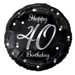 Happy Birthday 40-es ezüst fólia szám lufi 36 cm