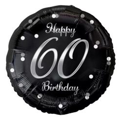 Happy Birthday 60-as ezüst fólia szám lufi 36 cm 