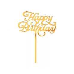 Arany Happy Birthday Gold torta dekoráció 15 cm 