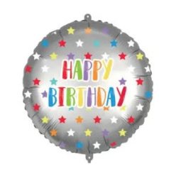 Happy Birthday Colorful Stars fólia lufi 46 cm