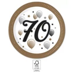 Happy Birthday 70 Milestone papírtányér 8 db-os 23 cm