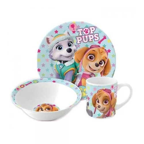  Mancs Őrjárat Girl Stars porcelán étkészlet Díszdobozban